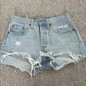 Levi's Light Blue Distressed Jean Shorts